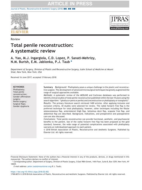 Total penile reconstruction: A systematic review .